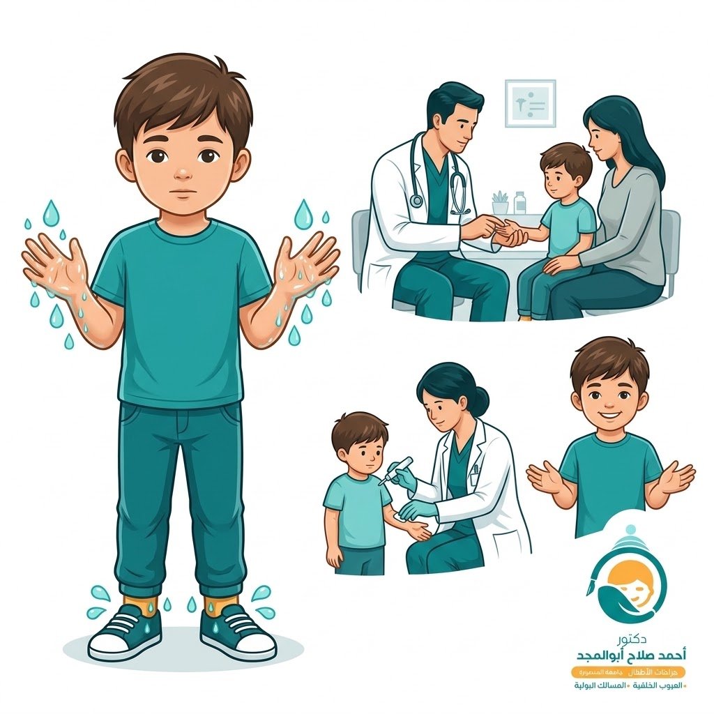 توضيح بصري توعوي لخدمة فرط التعرق باليدين والإبطين للأطفال - Canva