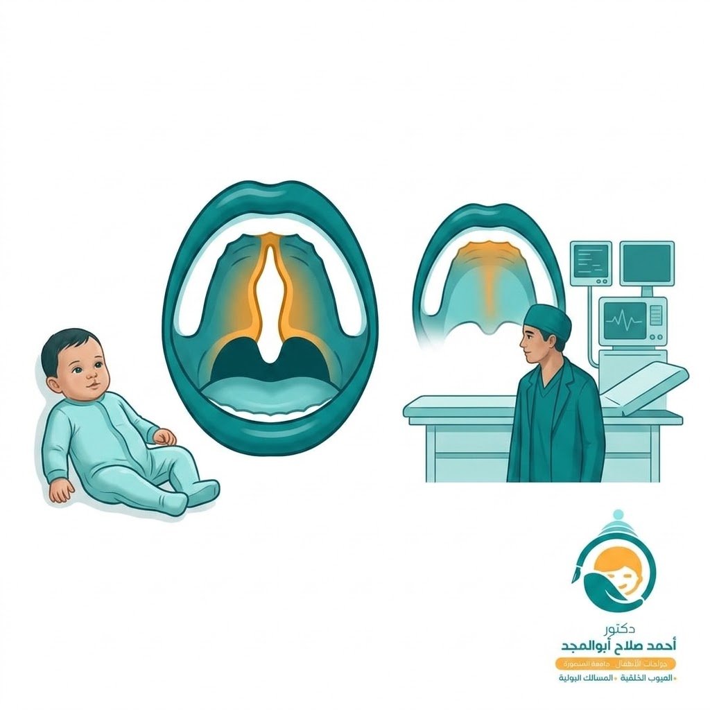 توضيح بصري توعوي لخدمة شق سقف الحلق للأطفال - Canva