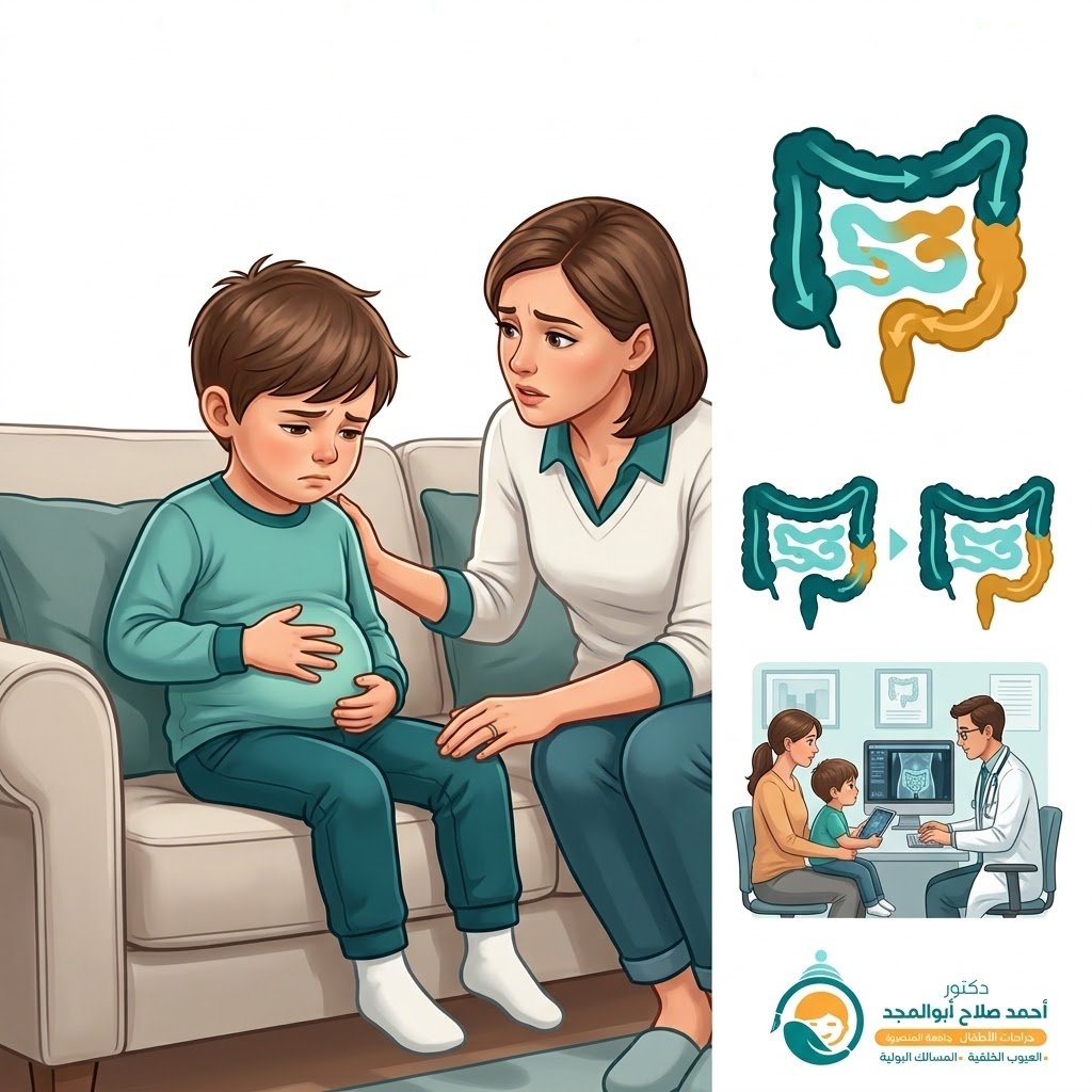 توضيح بصري توعوي لخدمة الإمساك المزمن وعيوب القولون للأطفال - Canva